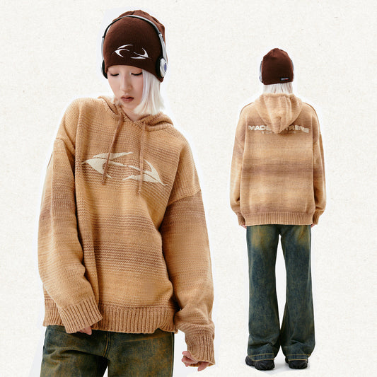 Street Retro Maillard Gradient Hooded Sweater