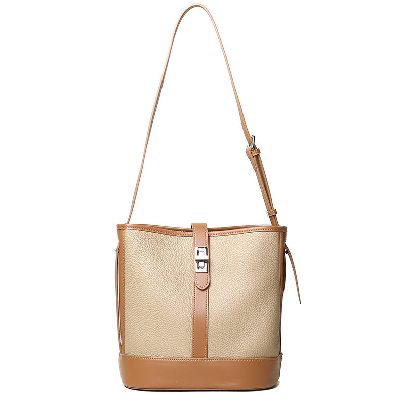 Women's Large-capacity Simple Cowhide Hit Color Crossbody Shoulder Bag