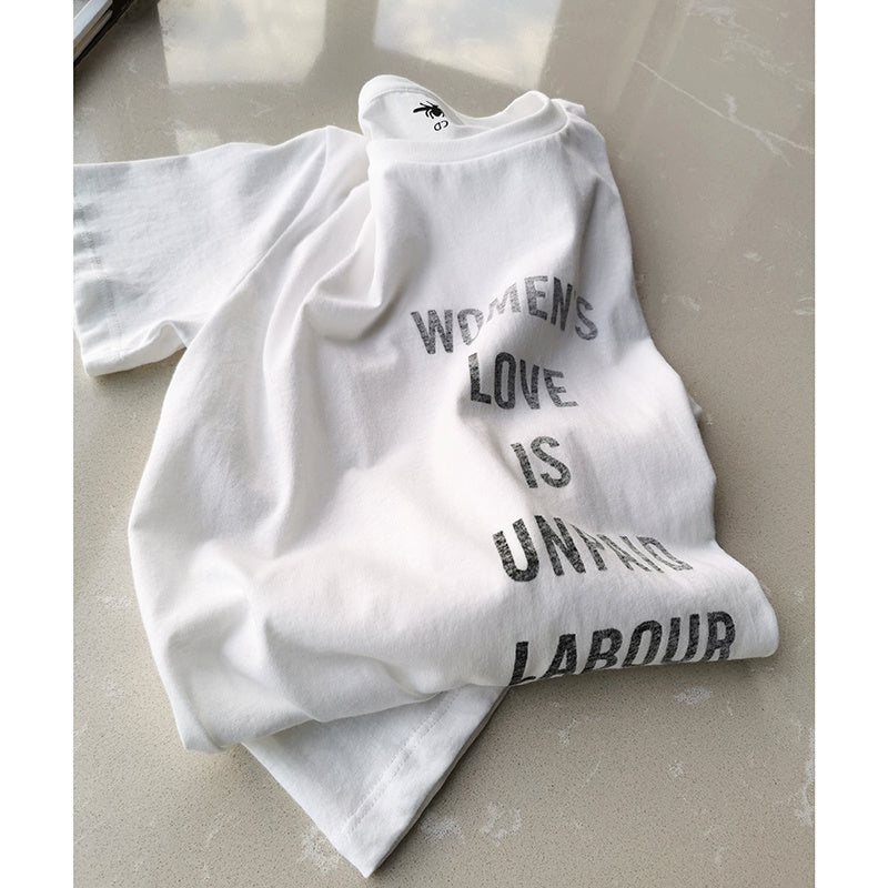 T-shirt féministe avec nouvelle lettre de la famille D, l'amour des femmes est un travail non rémunéré