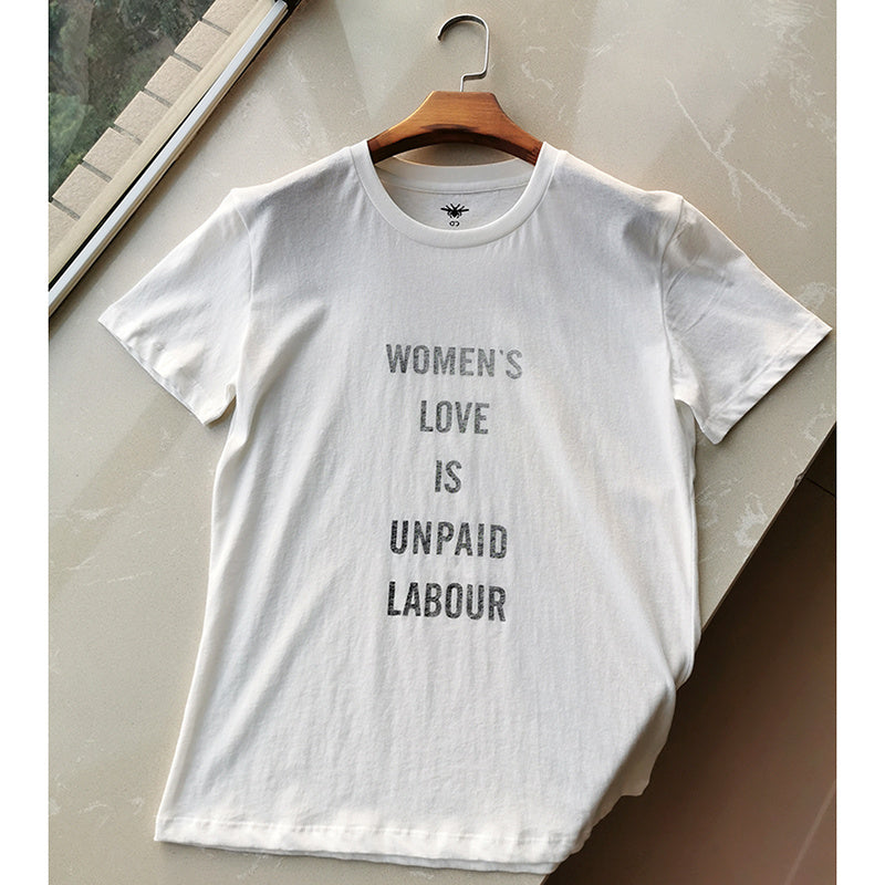 T-shirt féministe avec nouvelle lettre de la famille D, l'amour des femmes est un travail non rémunéré