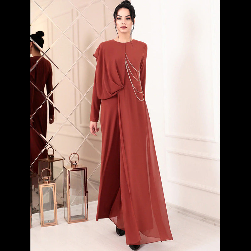 Fashionable Muslim Women's Pure Color Simple Jumpsuit