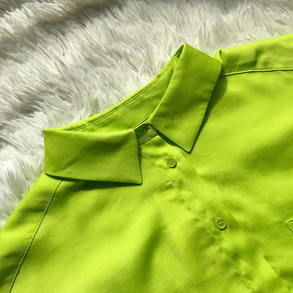 Chemise à manches longues vert fruit fluorescent femme