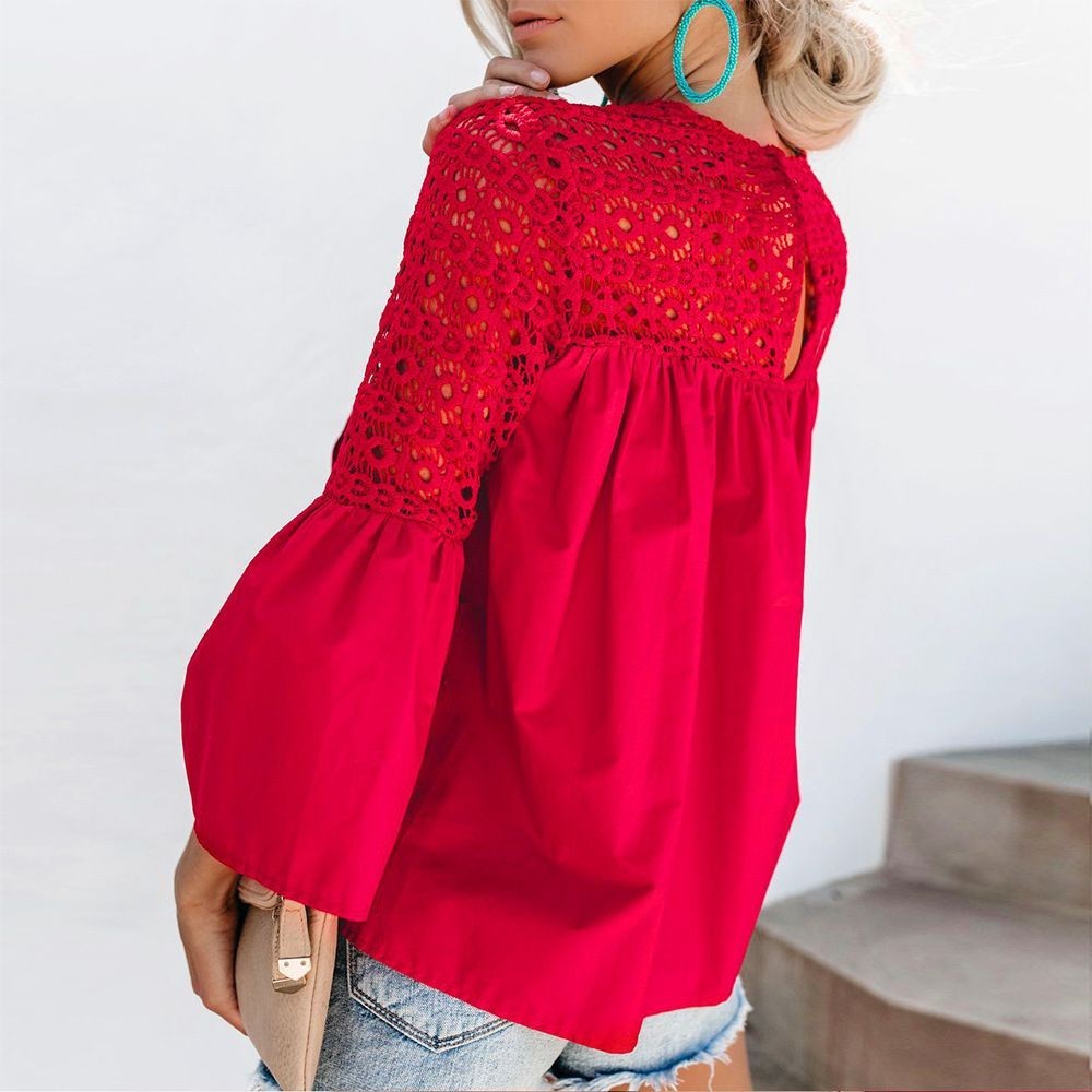 New fashion tops V neck women Ruffle ouse Summer T-shirt