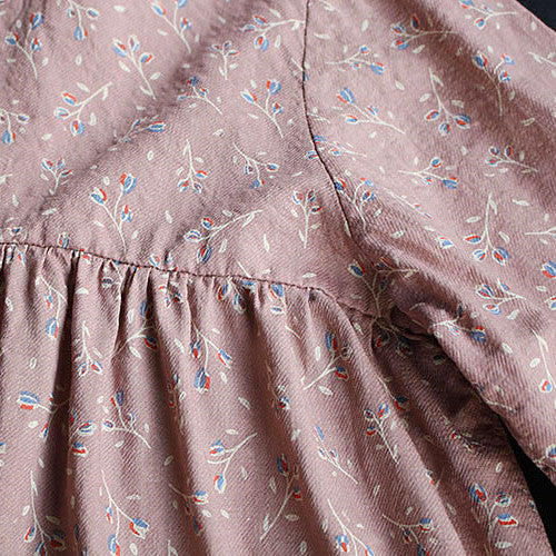 Chemise ample imprimée à manches longues et col feuille de Lotus, littéraire