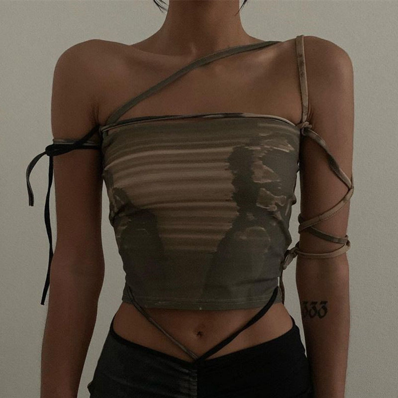 Retro Dark Green Short Oblique Shoulder Sling Women