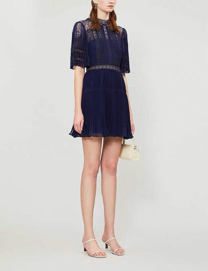 Lace Chiffon Stitching Mid-Sleeve Dress Dress Dress