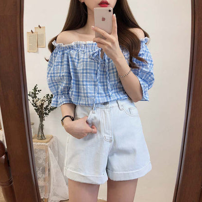 Short-Sleeved Plaid Shirt Women's Summer New Small Fresh and Versatile