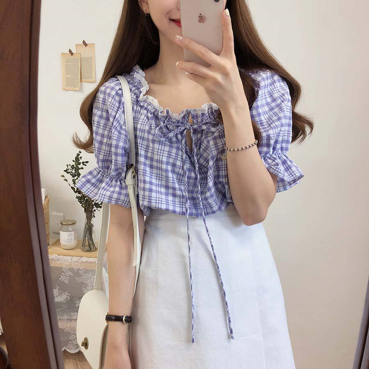 Short-Sleeved Plaid Shirt Women's Summer New Small Fresh and Versatile