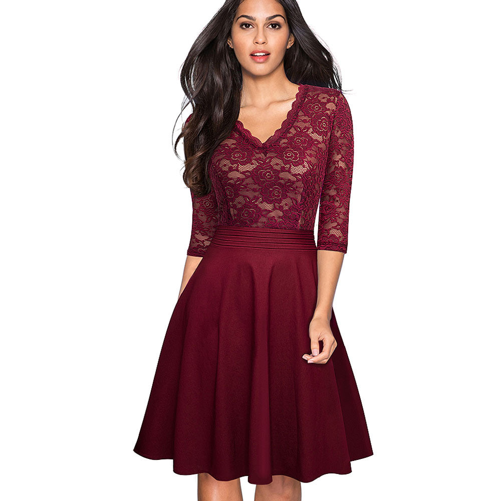 Ladies V-neck lace dress