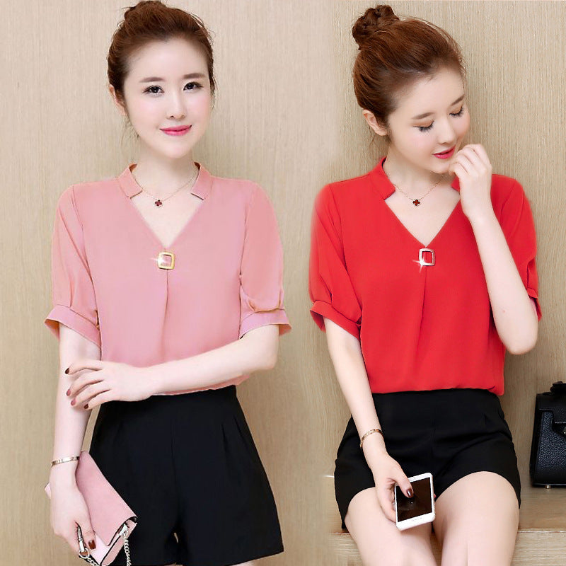 Temperament High-End Western Style Loose Chiffon Shirt