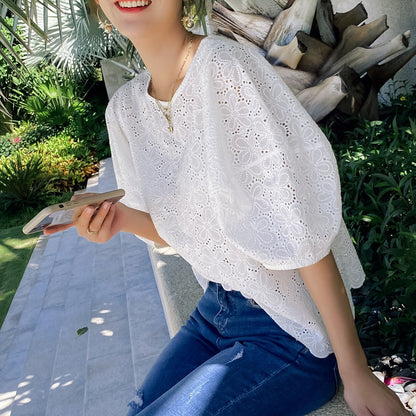 Camisa de mujer Corea Dongdaemun bordado de algodón