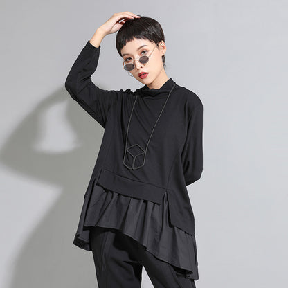 Dark Cold Ruffled Baby Shirt With Long Sleeves For Women