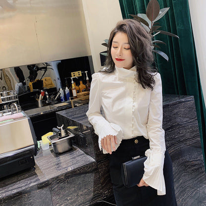 Spring And Autumn Design Sense Niche Irregular Personality White Shirt