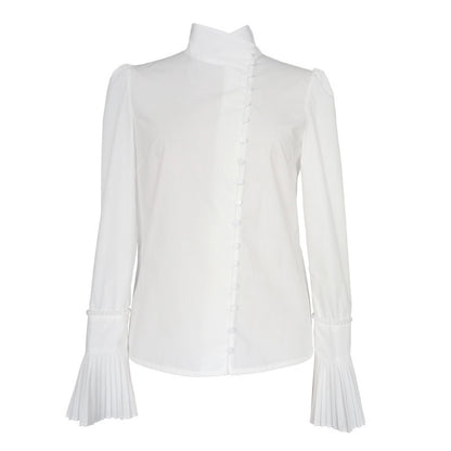 Spring And Autumn Design Sense Niche Irregular Personality White Shirt