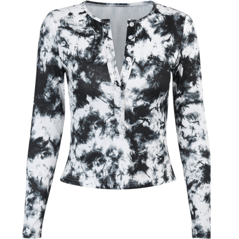 American Ins New Slim Button Cardigan Fashion tie-dye top