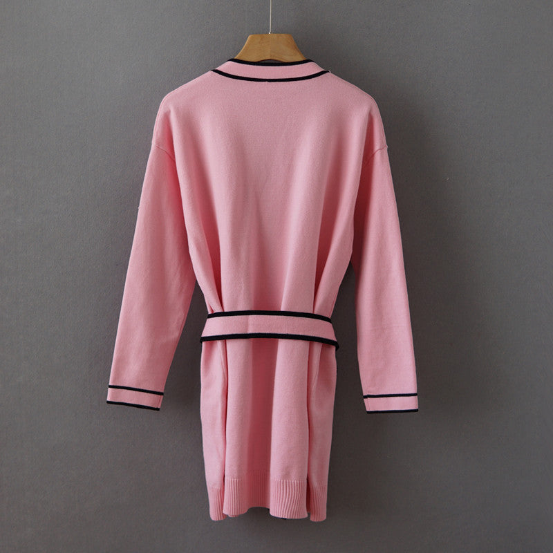 Cardigan Pink Long-sleeved Knitted Jacket All-match Casual