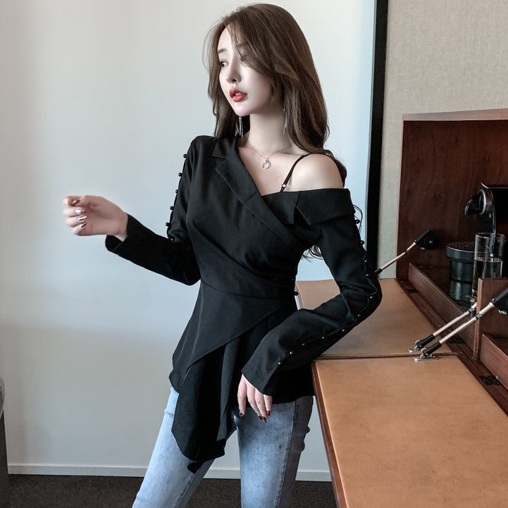 Vintage strapless irregular shirt