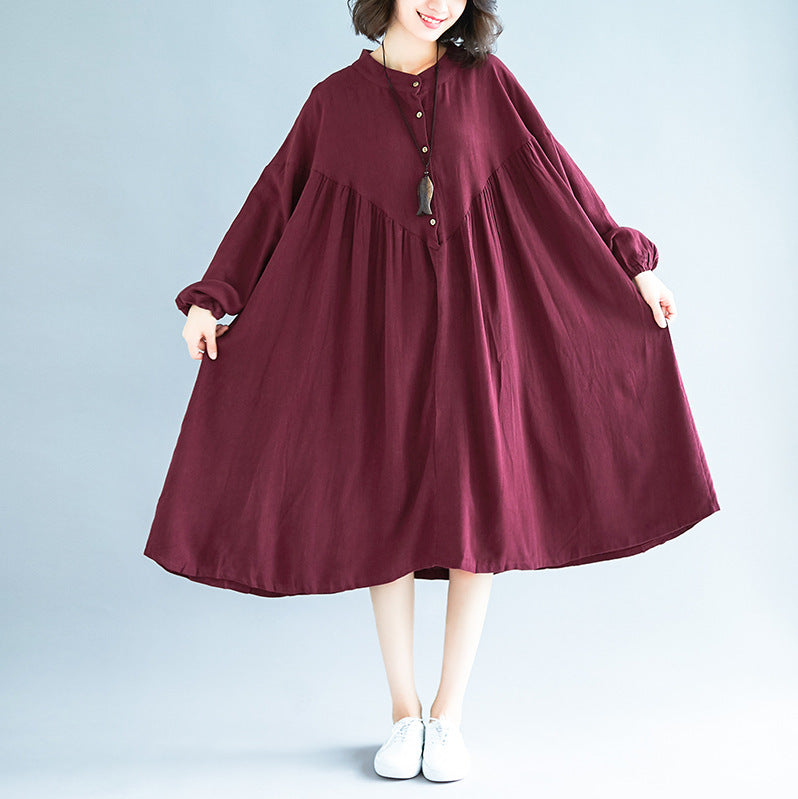 Oversized Retro Cotton And Linen Loose Big Skirt