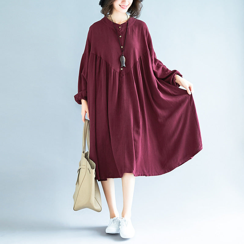 Oversized Retro Cotton And Linen Loose Big Skirt