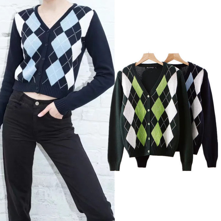 European And American Ins Retro Plaid Sweater