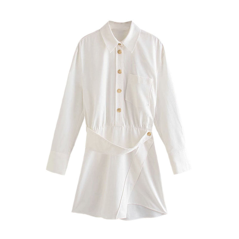 European And American Style Lapel Shirt Mini Dress