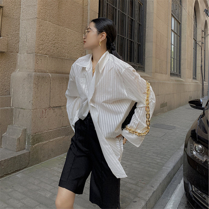 Chaqueta de protección solar a rayas de verano de estilo coreano para mujer