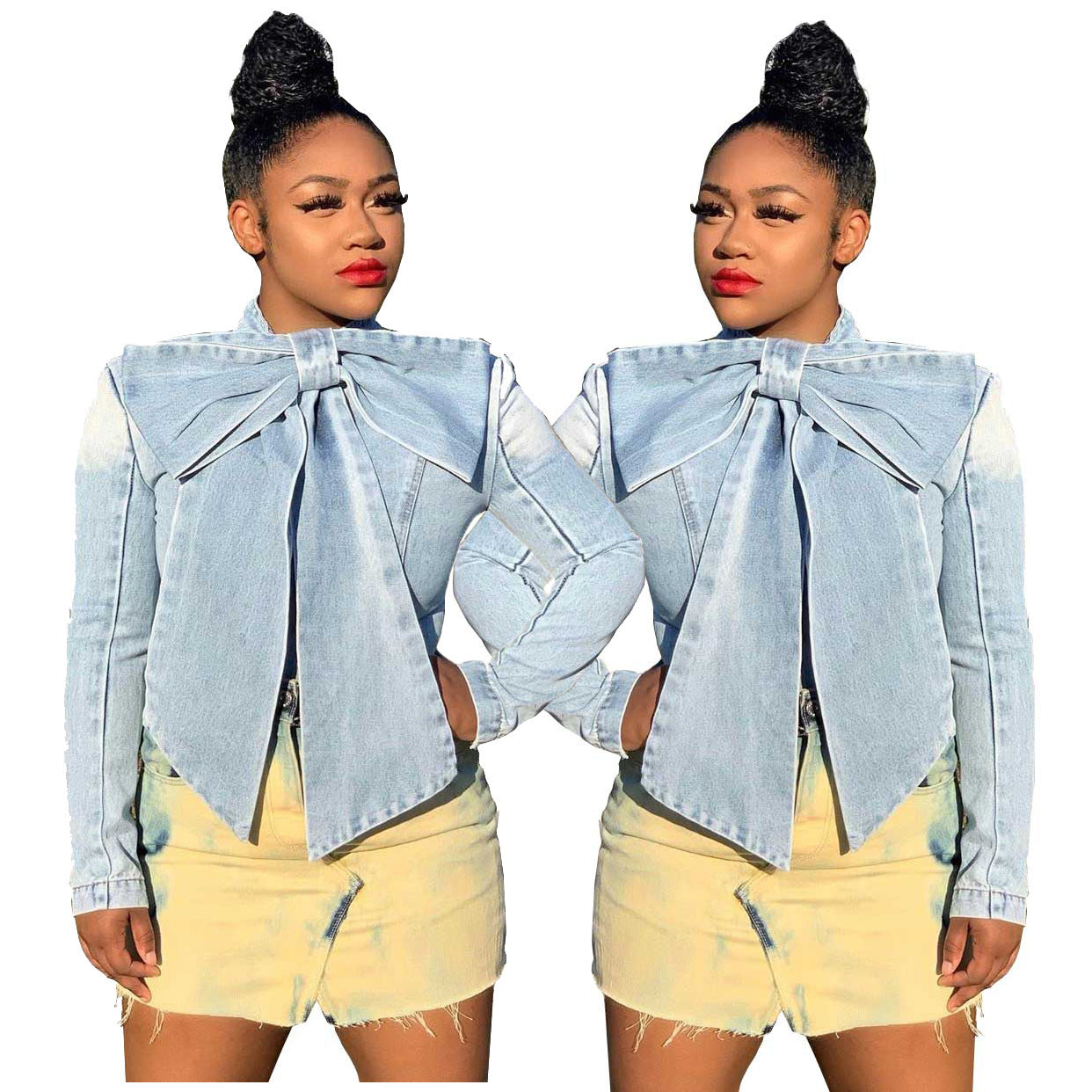 European And American Sexy Fashion Women's Long-sleeved Denim Jacket Top