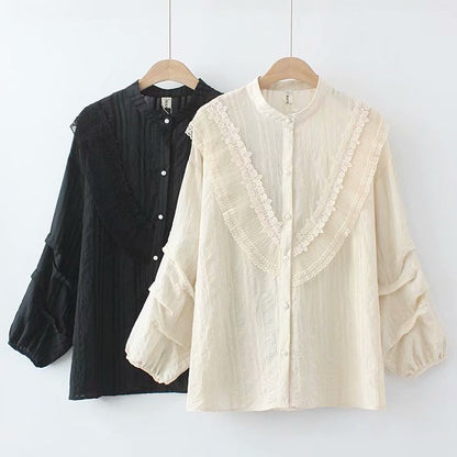 Loose Lace Long-sleeved Base Shirt