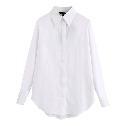 Pure Cotton Simple Solid White Shirt Arc