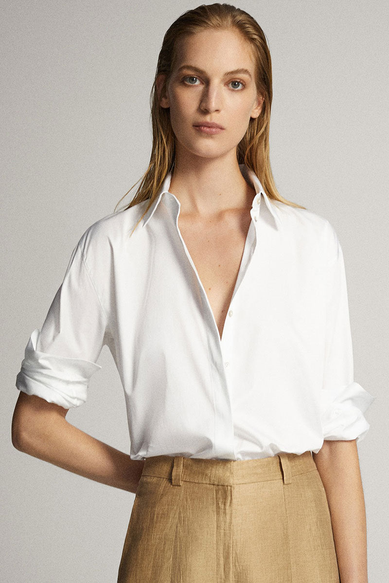 Pure Cotton Simple Solid White Shirt Arc