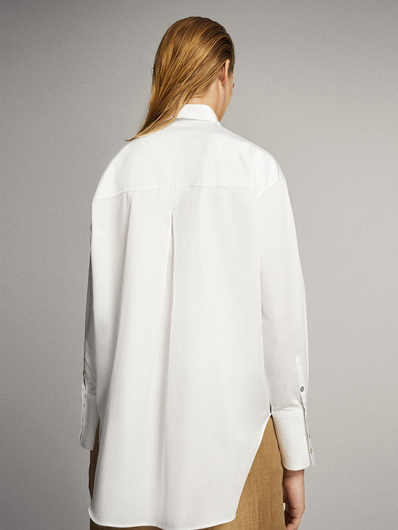 Pure Cotton Simple Solid White Shirt Arc