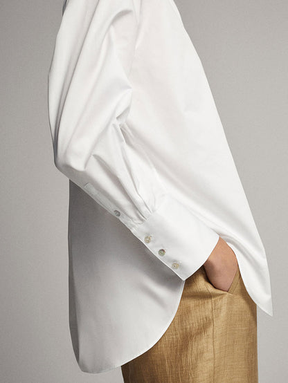 Pure Cotton Simple Solid White Shirt Arc