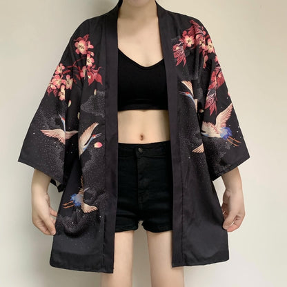 Kimono Women Japanese Ukiyoe Printed Kimono Traditional Cardigan Men