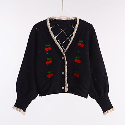 Embroidered Small Short Sweater Coat