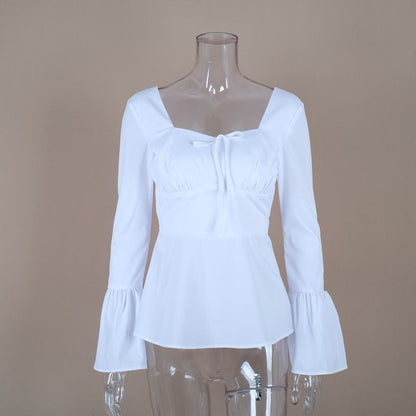 Camisas elegantes para mujer, cuello alto, Chemisier de verano, vuelta hacia abajo