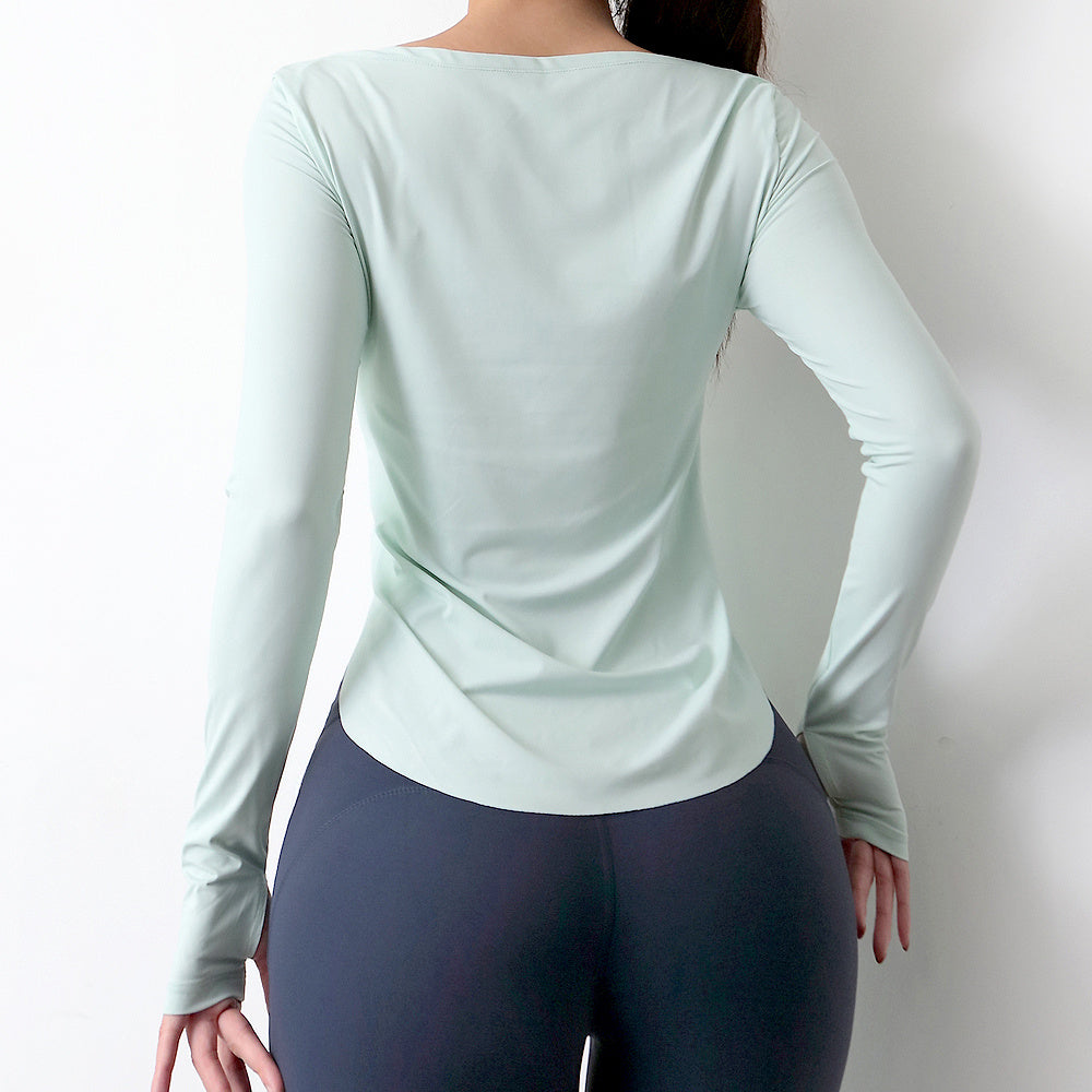 Bata de gimnasio, ropa deportiva para mujer, camisa ajustada de manga larga, ropa exterior, camiseta, Top de entrenamiento de Yoga de secado rápido