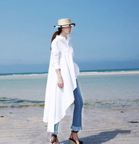 Chemise longue irrégulière et ceinture, nouvelle mode pour femmes