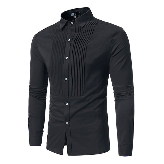 Chemise de smoking de mariage bleu Royal hommes marque de mode coupe ajustée à manches longues hommes chemises habillées affaires décontracté Chemise Homme