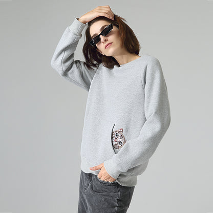 Chuyu Spring New Style Loose Embroidery Tide ins Rround Neck Sweater Women Autumn Capless Pullover Blouse