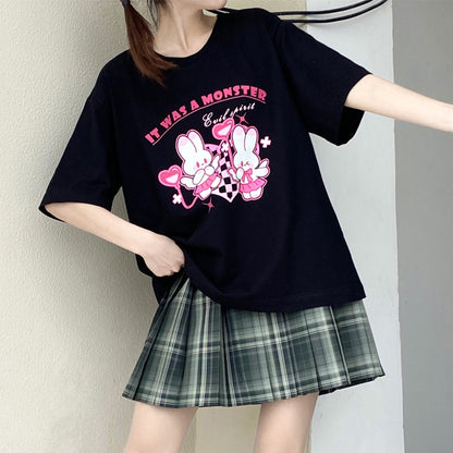 Xue Yinghai Original jk Uniform Hall Genuine All-Match Sweet And Cool Printed T-Shirt