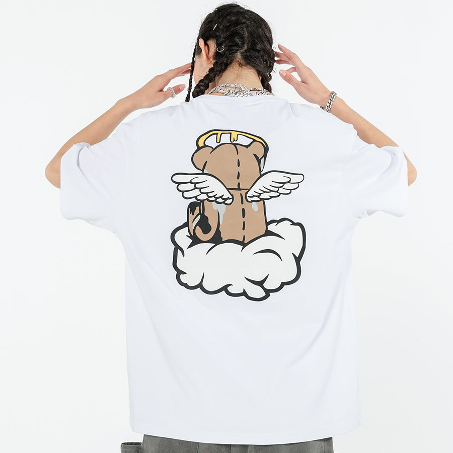 Creative Bear Angel Loose Short Sleeves