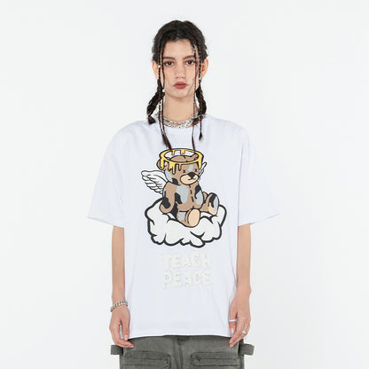 Creative Bear Angel Loose Short Sleeves