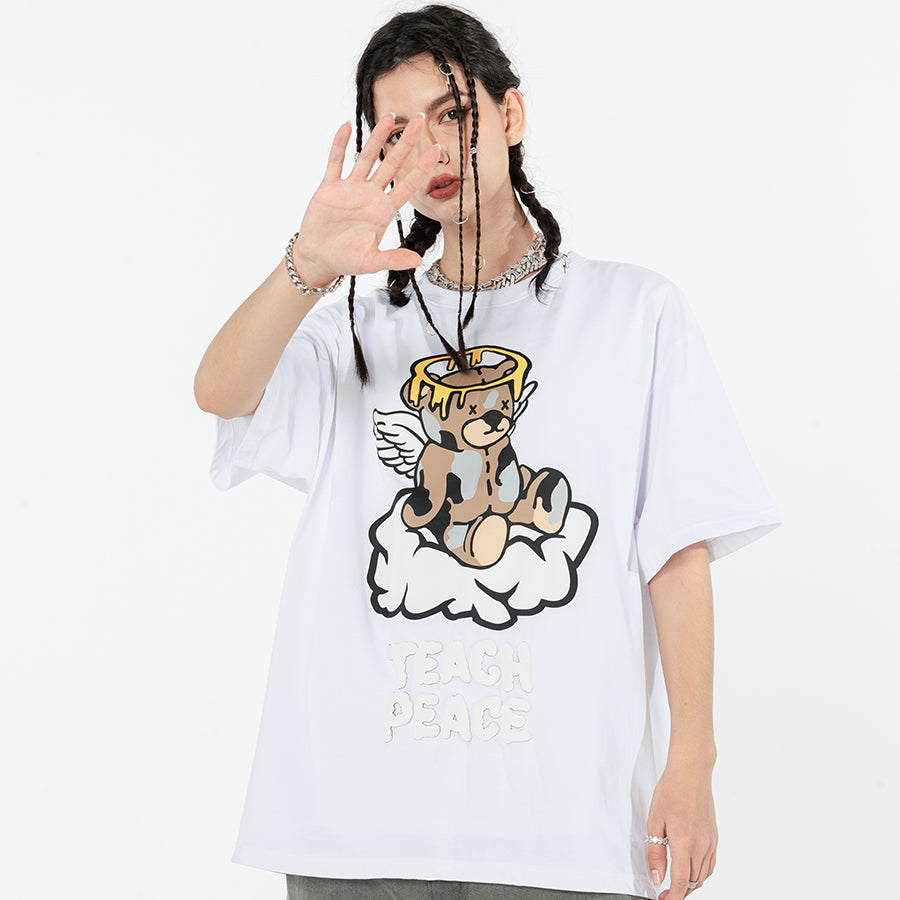 Creative Bear Angel Loose Short Sleeves