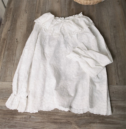 Japanese Age-reducing Sweet Big Lace-collar Cotton Shirt