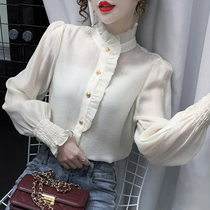 Women's Lace Puff Sleeve Shirt With Fungus