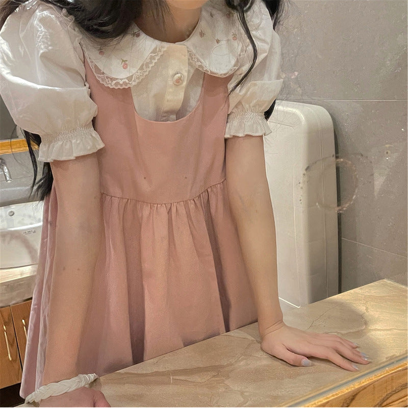 Doll Collar Shirt Female New Design Sense Niche Spring And Summer Short-Sleeved Japanese Top