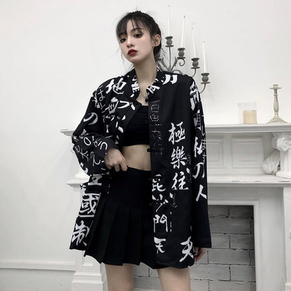 Chinese Style Loose Printed Shirt Women's Long-sleeved Shirt Jacket