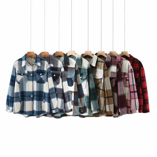 New Products In European And American Women's Plaid Woolen Jacket