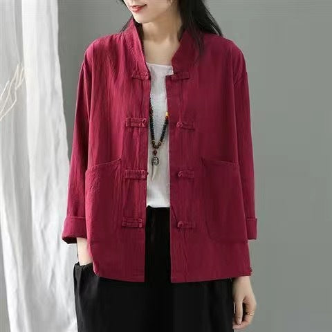 Veste chemise cardigan en coton et lin décontractée