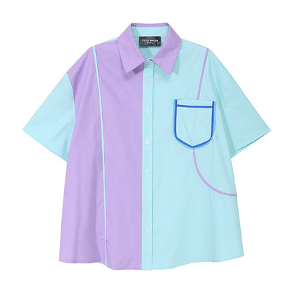 Camisa con bloques de color para mujer